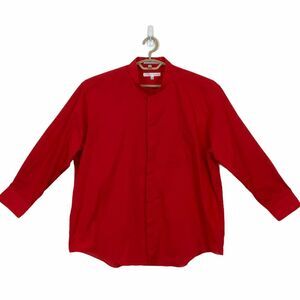 Men's 70s Shirt Vintage Diamante Single Needle Tailoring Button Up Neck Size 18